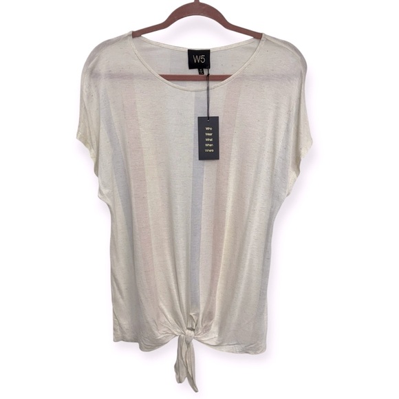 Anthropologie: W5 Cream Tie-Front Blouse Size M **298 - Picture 1 of 4